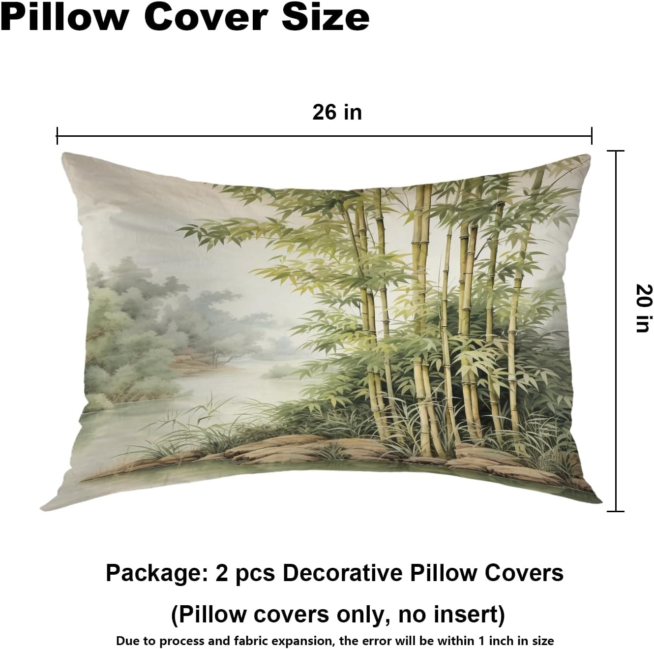 Batmerry Tree River Pillowcases, Serene Riverside Tree Scene Decorative Bed Pillowcases Digital Printing Blended Fabric Bedroom Set Hidden Zipper on Short Side 20X26 in