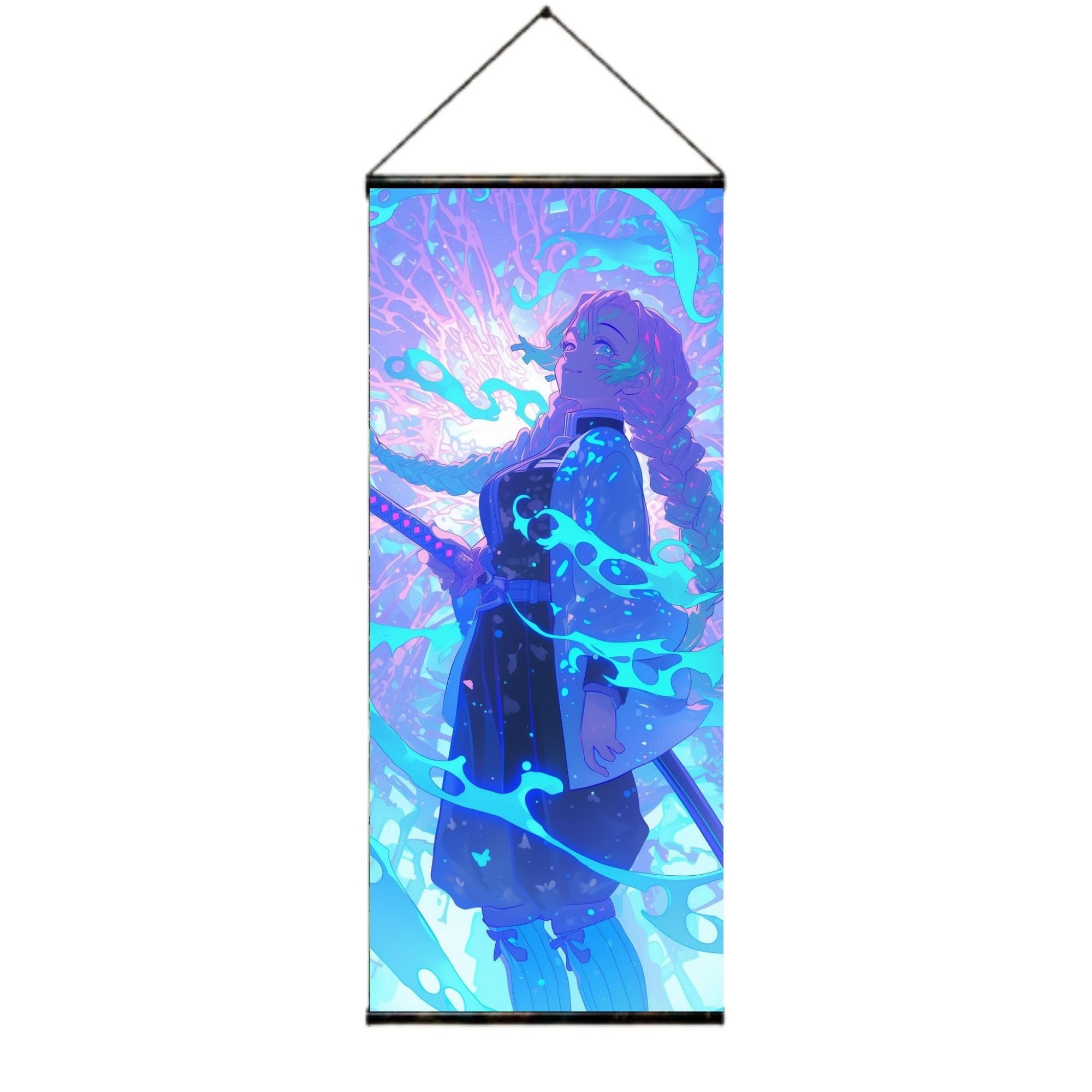 BORN CHEF Mitsuri Kanroji Neon Cyan Glowing Aura Love Anime Wall
