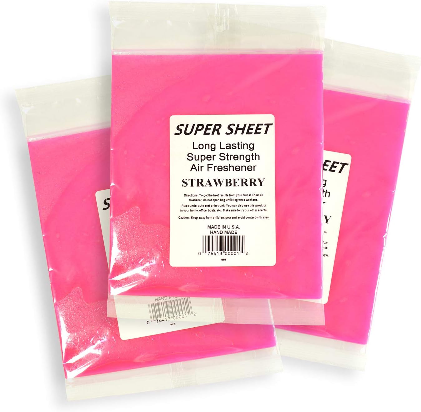 Super Sheet Large (8"x7") Under Seat Car Air Freshener, 3-PACK (Strawberry)