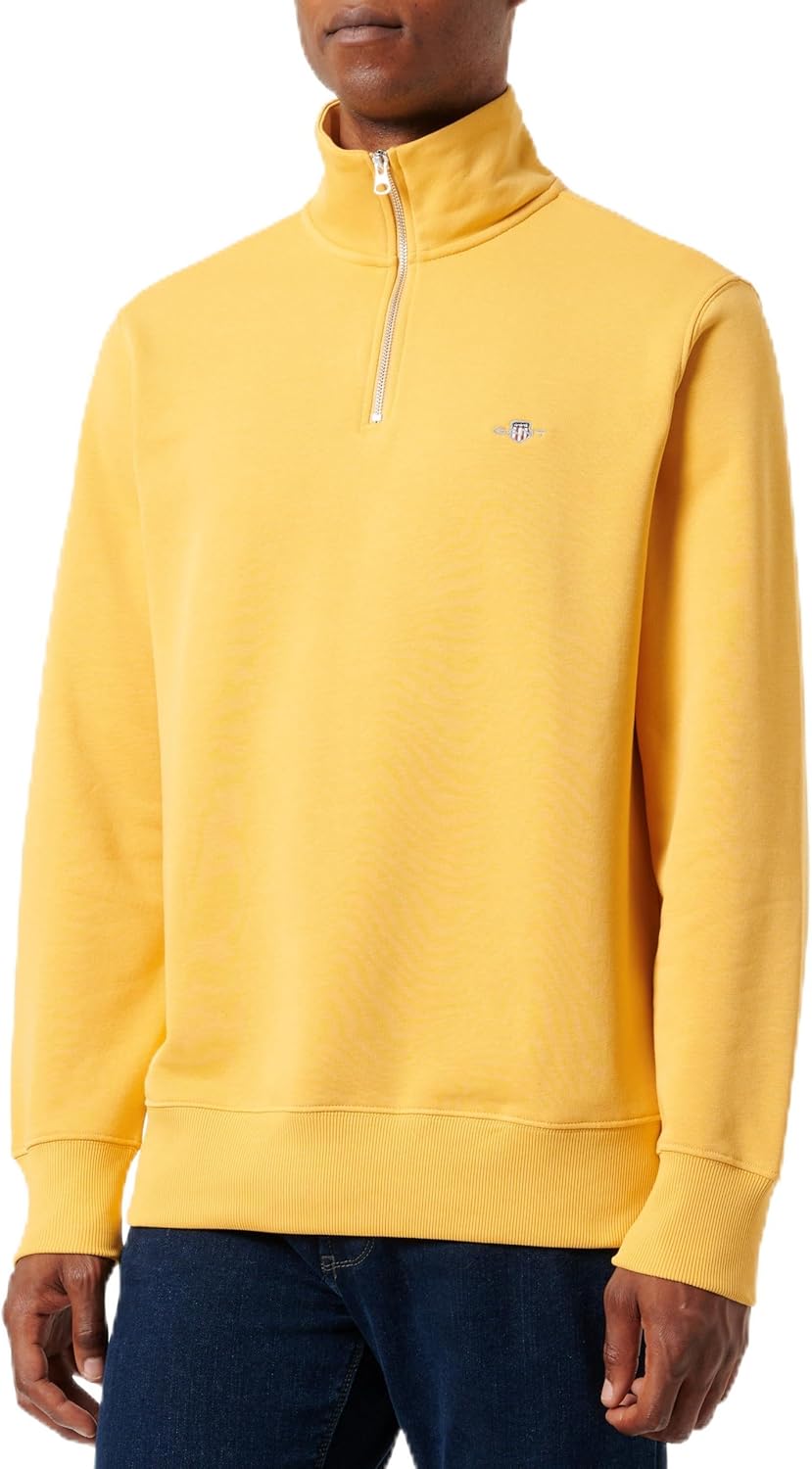 GANT Men’s Reg Shield Half Zip Sweat Logo Long Sleeve Pullover with Short Zip