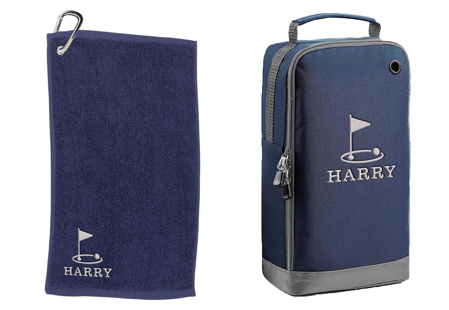 Personalised Golf Hole Towel and Shoe Bag – Embroidery and Clip 100% Ringspun Cotton Lawn Bowls Accessories - Dad Lawn Bowls Gift - Fathers Day Lawn Bowls Gift