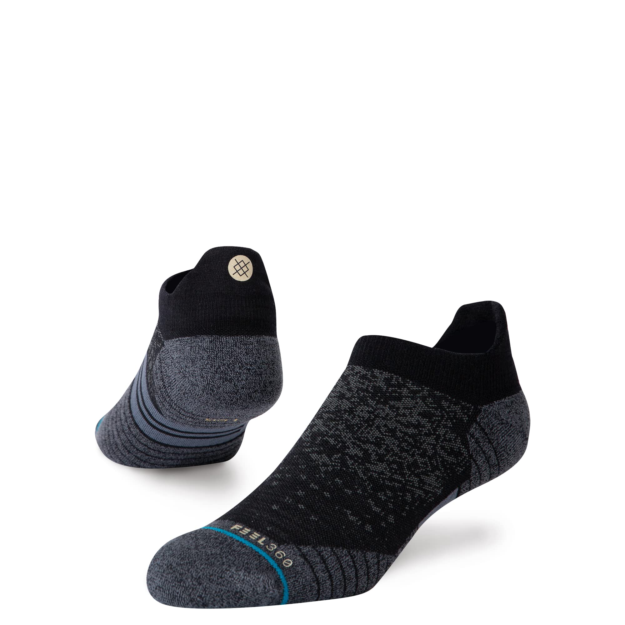 Stance Tab Sock - Run - Merino Wool Socks - Feel 360 x Infiknit (Black,Small)