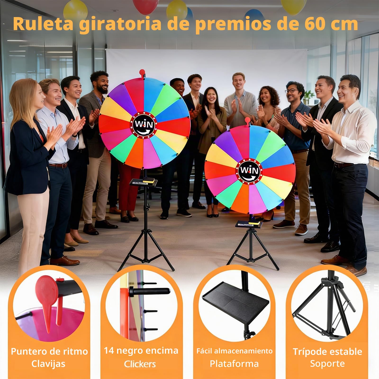 NQEUEPN Rueda Giratoria De Premios De Madera De 29cm: Ruleta De Sorteo Con Bolígrafos Y Destornillador Para Juegos, Ferias, Carnavales Y Eventos (Negro)