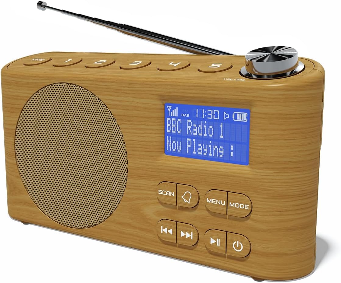 DAB DAB+ FM Digital Radio, Portable, Dual Alarm, Battery & Mains, AUX ...