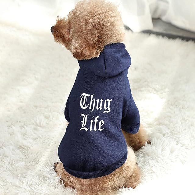 Foto 5 de 7 de Sudadera con Capucha para Perro Thug Life, suéter cálido para Mascotas, para Gato y Perro