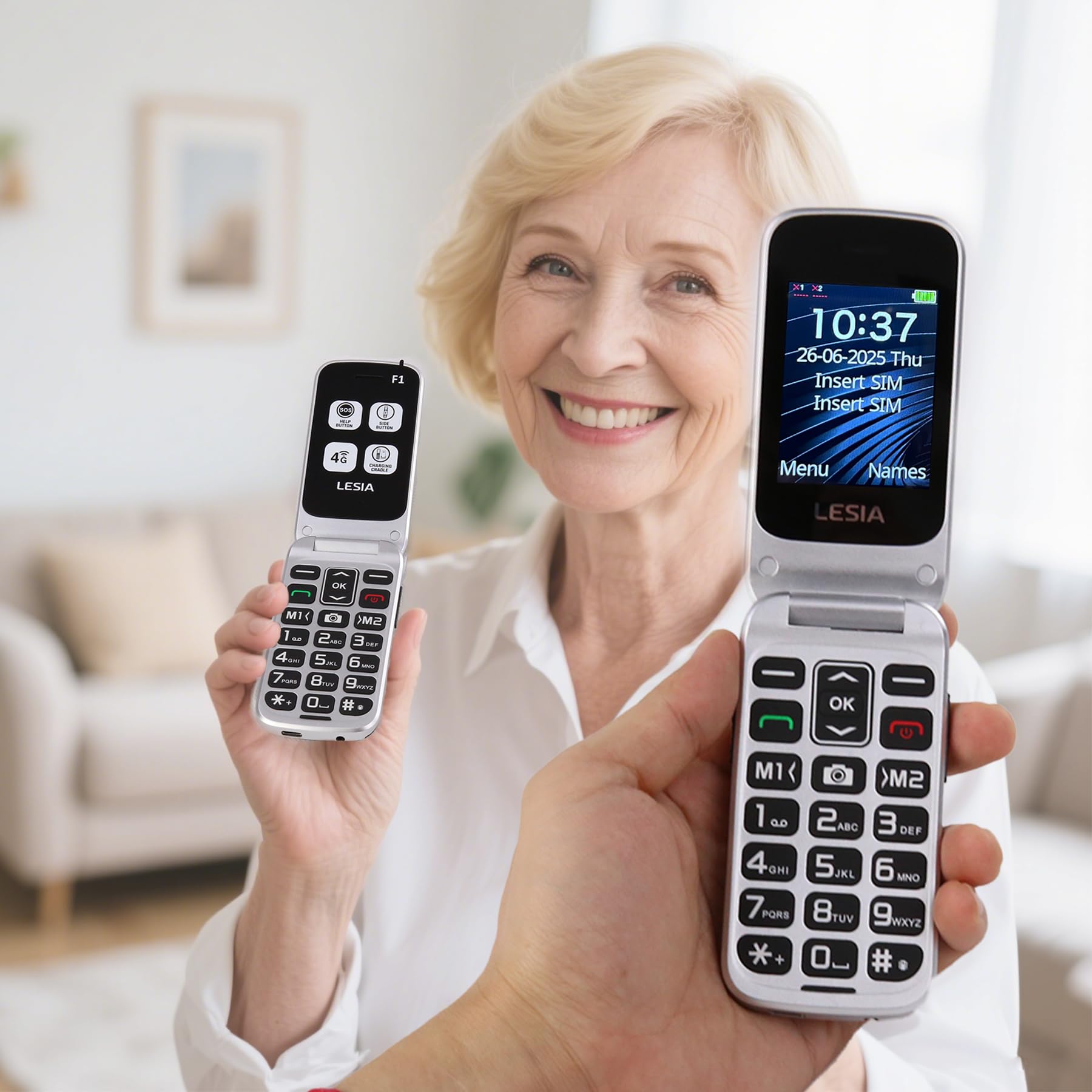 FEGA 4G Teléfono Móvil para Mayores, con Tapa de Teclas Grandes, Botón SOS, Pantalla de 2,4 Pulgadas, Llamada Rápida, Sonido Fuerte de Radio, 1300mAh Batería, Fácil Uso para Ancianos Flip Seniors LTE | Pantalla de 2,4", teclas grandes, botón SOS, batería