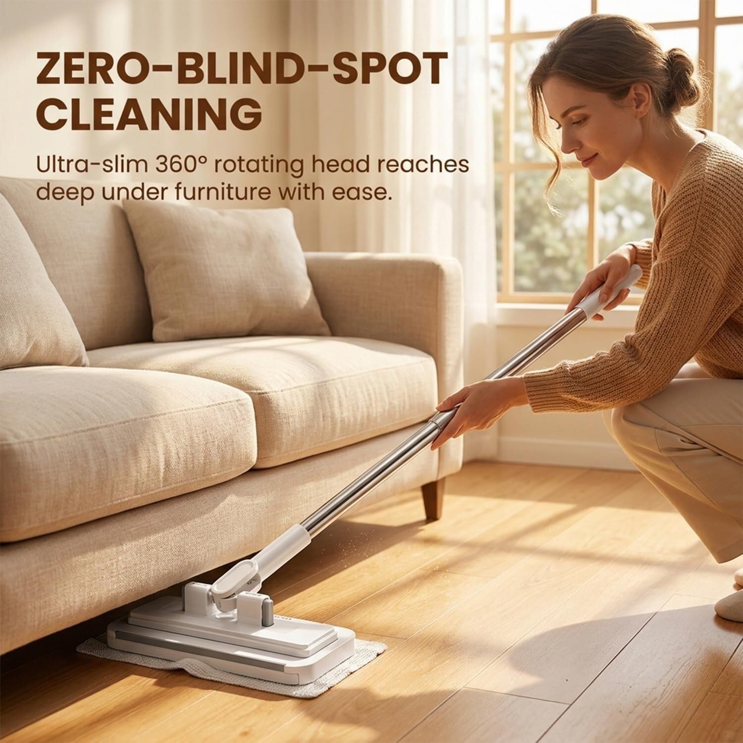 Clamp Mops for Floor Cleaning, Hands-Free Flat Mop with One-Click Cloth Grip, Swivel Head Wet Dry Mop, Extendable Handle, Use Any Cloth for Hardwood Tile Wall Cleaning