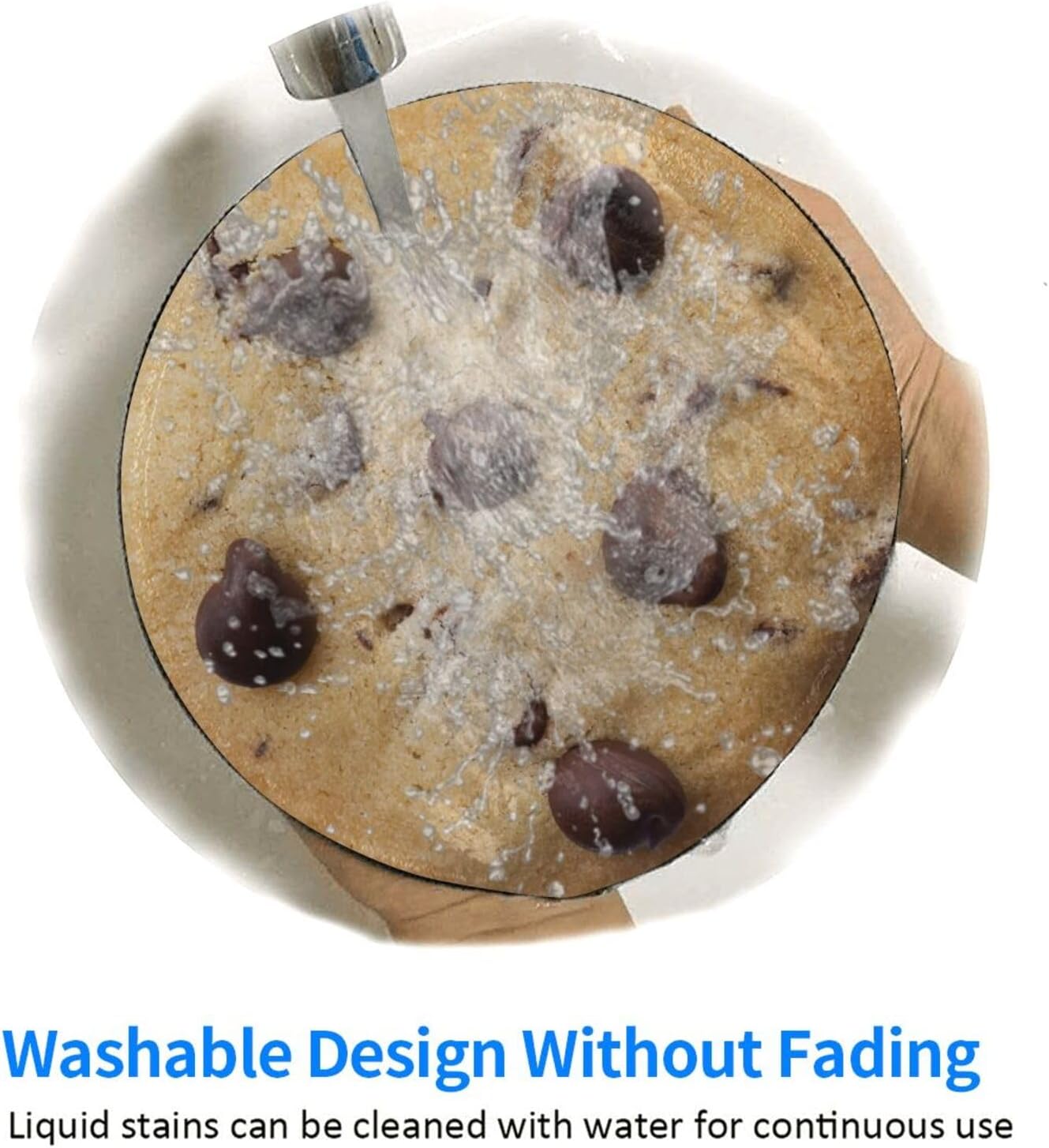 Realistic Chocolate Chip Funny Cookie Round Mouse Pad, Small Gaming Mousepad with Stitched Edge, Non-Slip Rubber Base Mouse Mat Office Desk Accessories for Laptop Computer Decor 7.9 X 7.9 Inch image 5