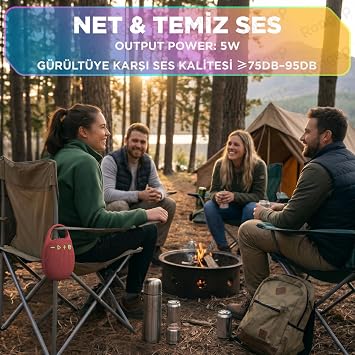 Rongep [Travel-Sound] Taşınabilir Bluetooth Hoparlör V5.3 Önü Kumaş Kaplı TFT/AUX/USB Destekli RGB Işıklı IPX6 Su Sıçramalarına Dayanıklı Type-C Şarjlı Kablosuz Speaker (Kırmızı)
