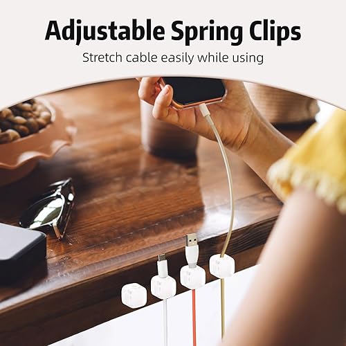 Miniatura 7 de Clips magnéticos para cables, paquete de 6 soportes adhesivos para cables, organizador de cables de carga USB, soporte de almacenamiento para el