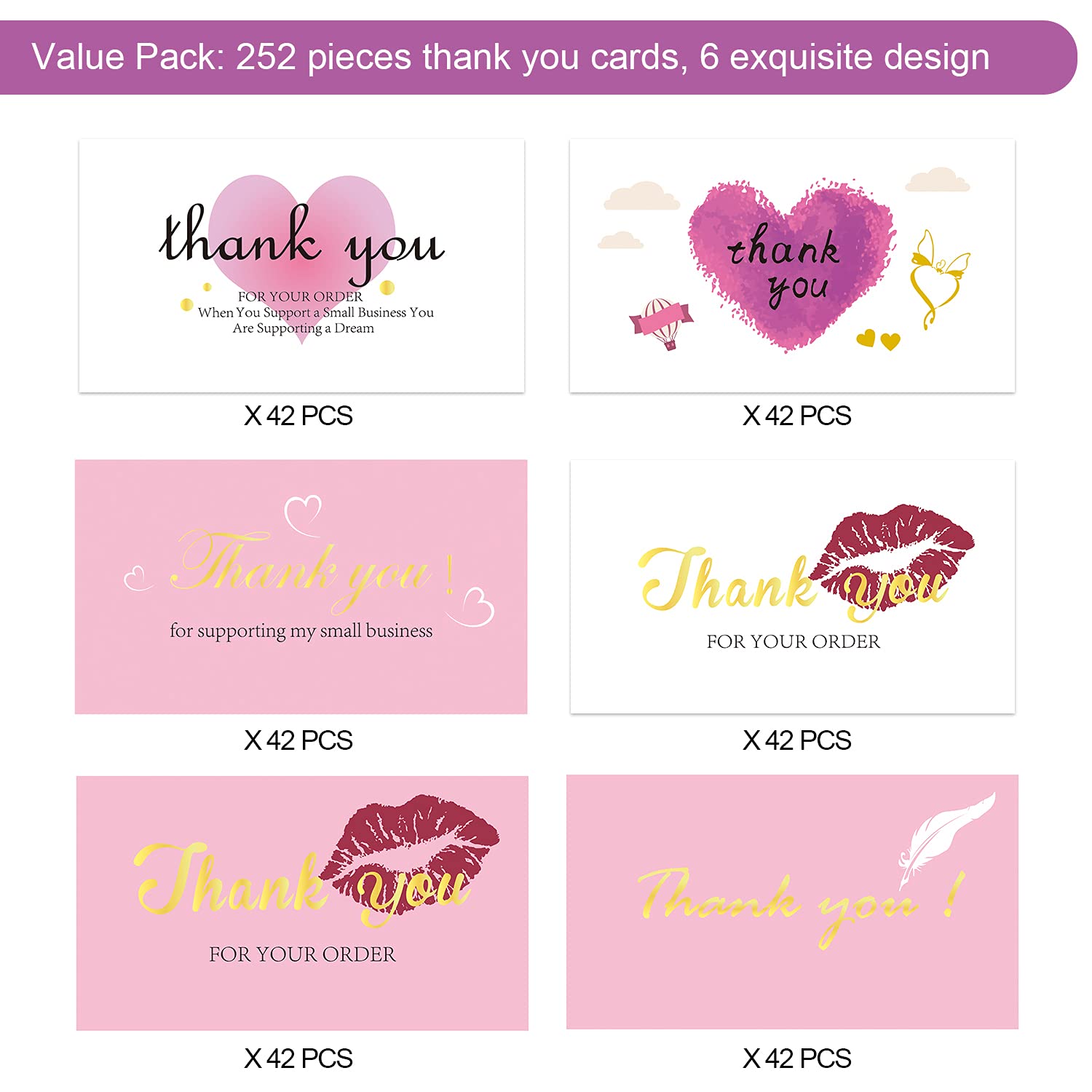 100 Dankeskarten Im Set – Elegantes Design Für Kleine Unternehmen, Online-Händler & Lokale Läden, 10,2x15,2 Cm