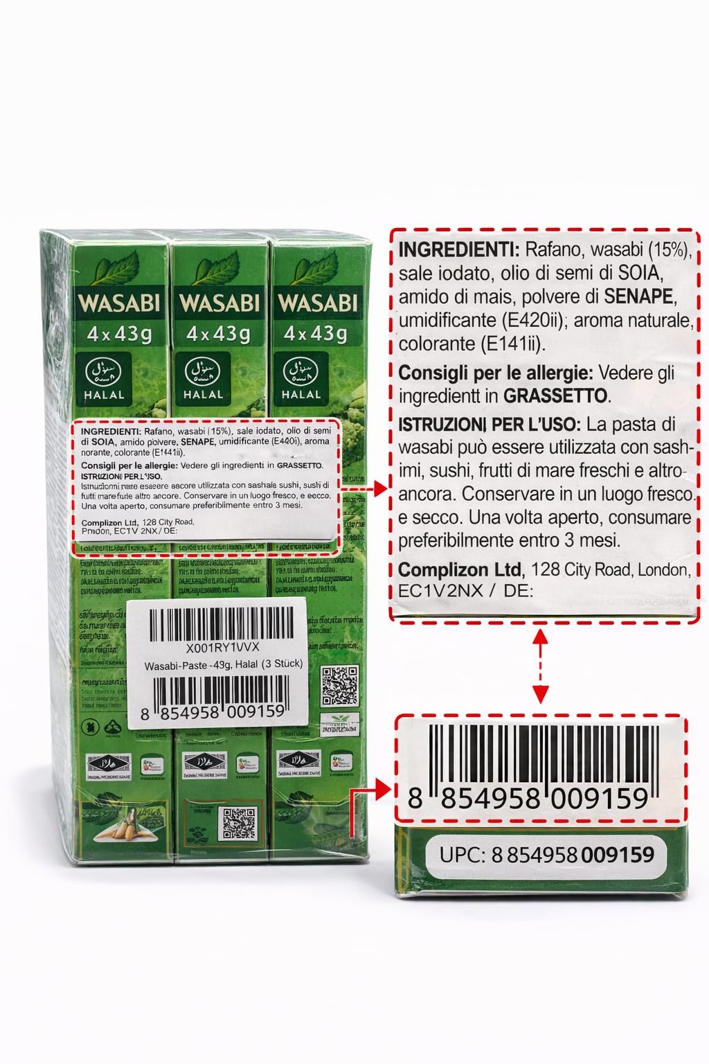 Wasabi-O Pasta Wasabi di alta qualità, vero Wasabi (confezione da 3)