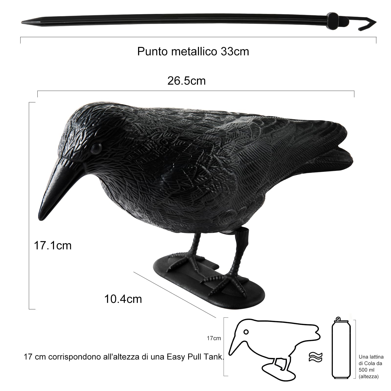 OFFO Mini Corvo Scaccia Piccioni,Spaventa Piccioni e Uccelli, Corvo Finto Anti Piccioni da Balcone e Giardino, Piccolo Dissuasore per Uccelli, 4 Pezzi