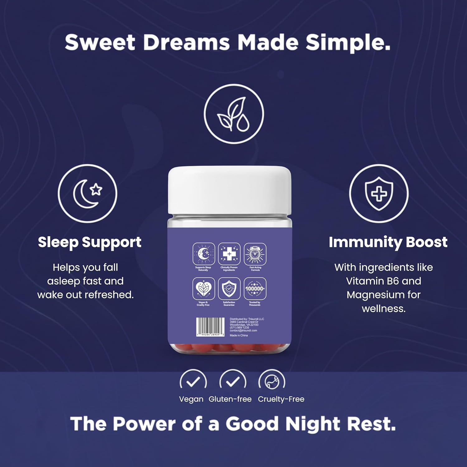 Sleep Gummies Deep Relax 5-HTP Gummies – Melatonin, L-Theanine & Magnesium – Vegan Fruit-Pectin Formula – Gluten & Soy Free – 60 Gummies - Image 2