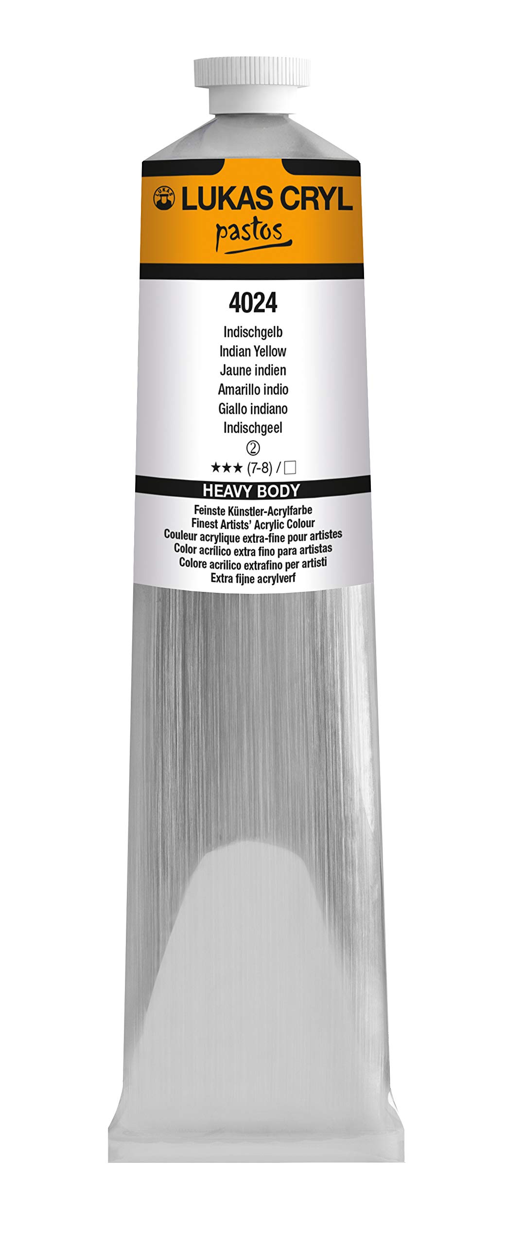 Lukas Cryl Liquid Soft Body Acrylic Paint for Pouring, Professional Low Viscosity Acrylic Paint, Indian Yellow, 200ml