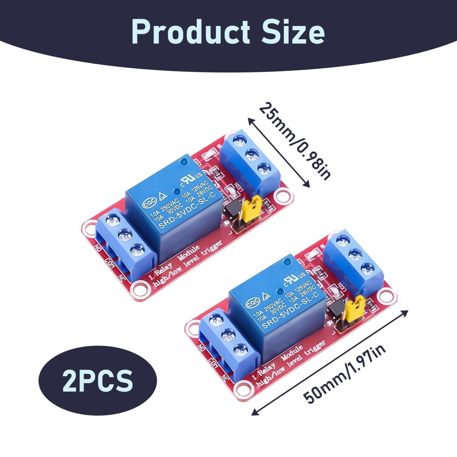 2 x moduł przekaźnikowy 5 V, 1 kanał, przekaźnik z transoptorem, izolowany z wysokim niskim poziomem, pojemność 10 A, 250 V AC lub 30 V DC, płyta wysokie/niskiego napięcia, kompatybilna z Arduino