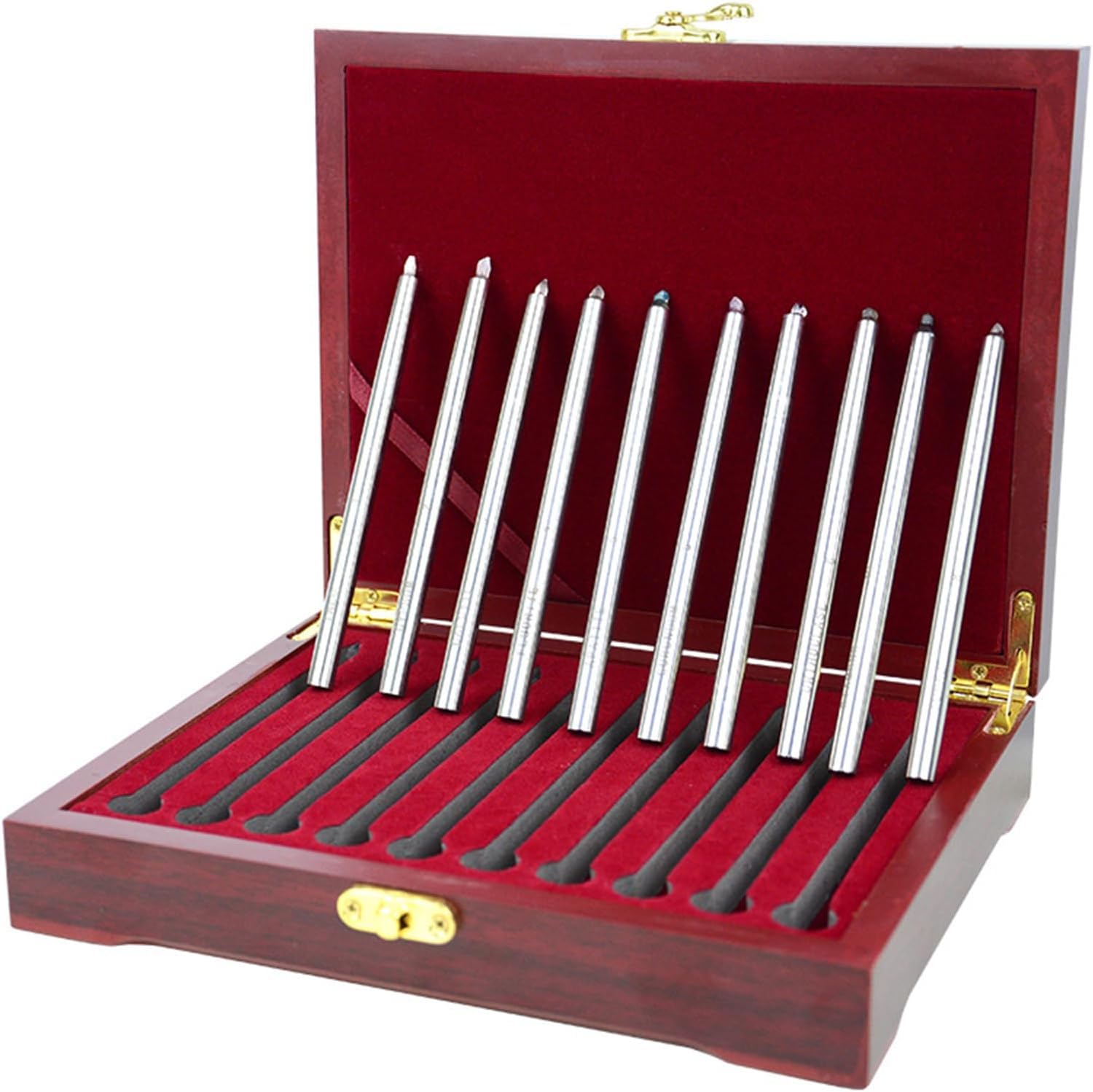 Mohs Hardness Picks 10 Pack, Mohs Hardness Pen 1-10 Scratch Tester Hardness Test Pen, Stainless Steel Metal Pen Holder, with Storage Box, for Industrial Mineral Identification Kit Gem Jade Jewelry