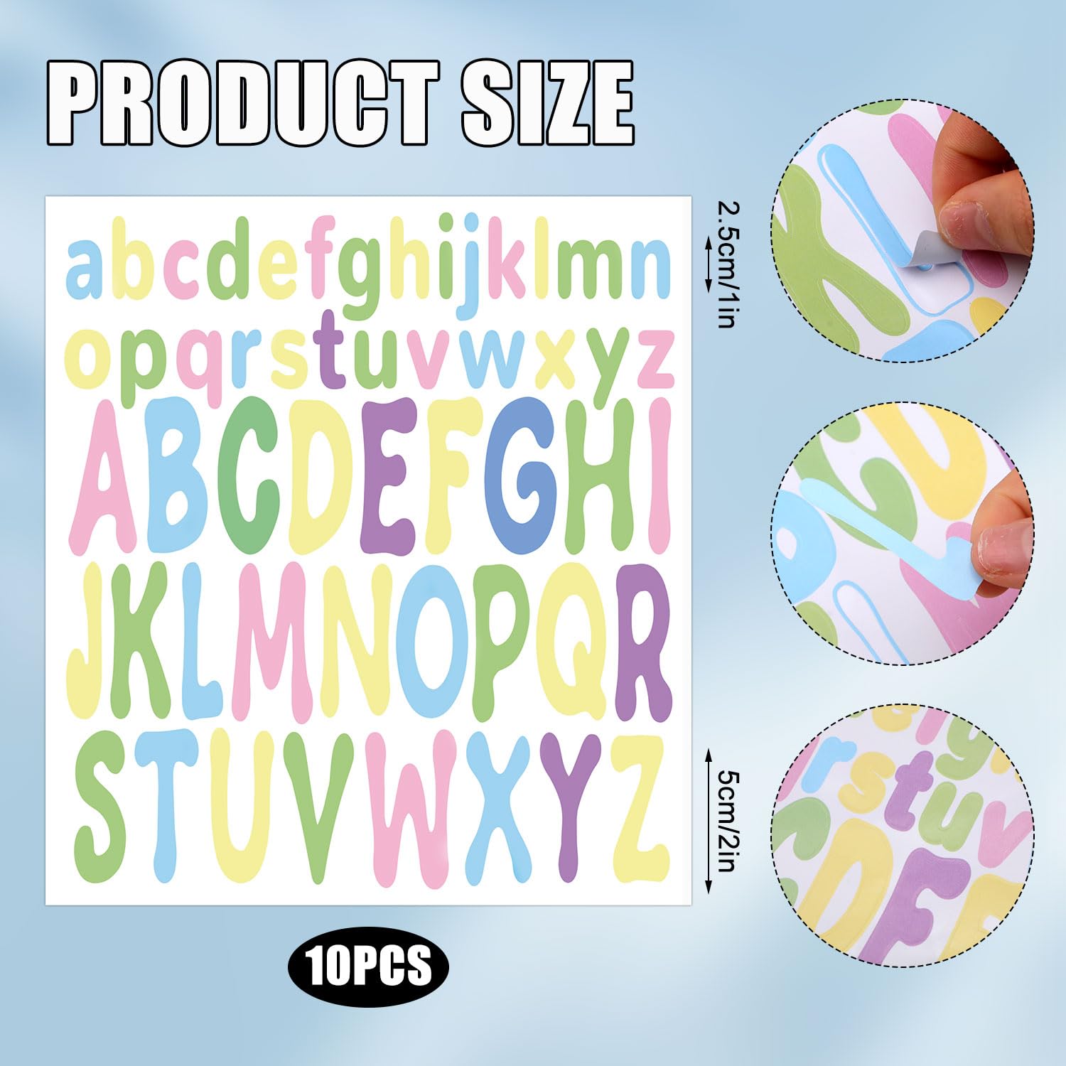 520 Buchstaben Aufkleber 10 Blätter - Vinyl Alphabet Groß & Kleinbuchstaben
