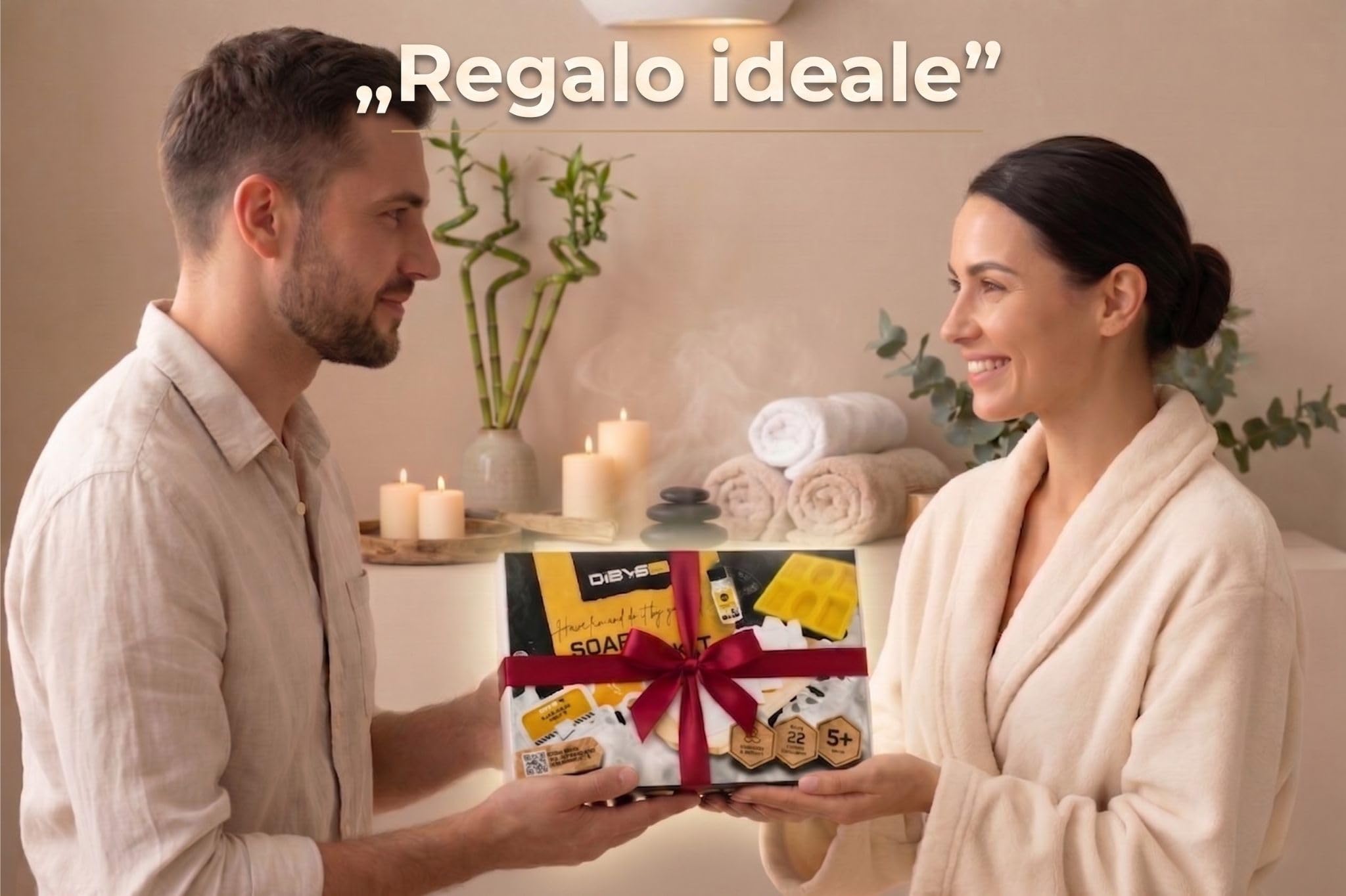 DIBYS Kit Sapone Fai da Te Creativo | Base di Glicerina Bianca senza SLS | Set Completo per Realizzare Saponette con Oli Profumati, Coloranti ed Erbe | Idea Regalo