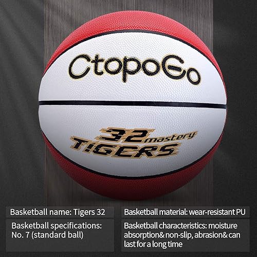 Miniatura 6 de CtopoGo Baloncesto de 29.5 pulgadas, de piel sintética, para juegos de interior y exterior, tamaño oficial 7, pelotas de baloncesto de