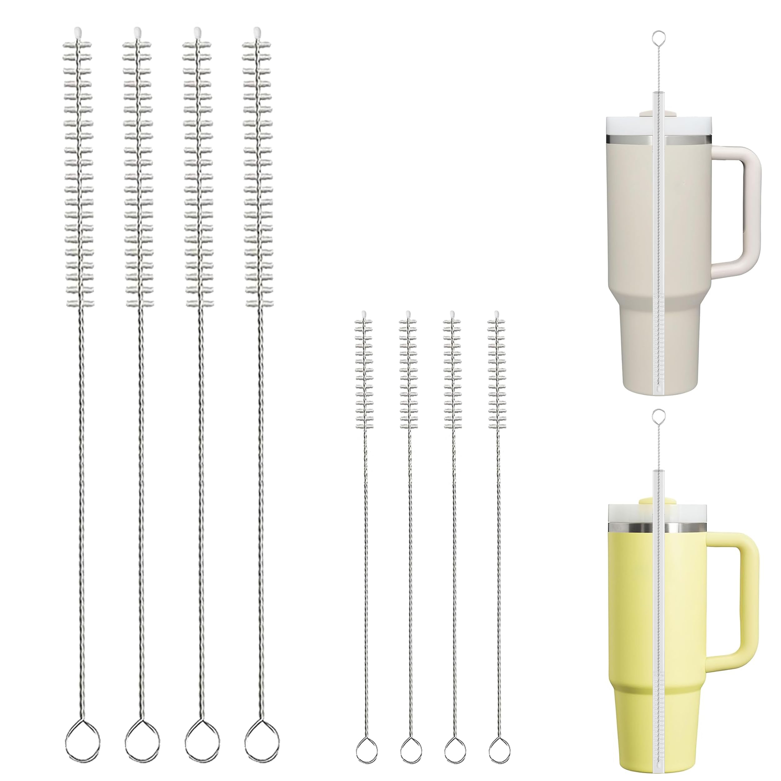 Straw Brush Cleaner for Baby Bottles Straw Cleaner Extra Long 12-inch with 304 Stainless Steel Wire,Stanley Straw Cleaner Brush 8 inch for 20oz Stanley Mugs,Sippy Cups,Hummingbird Feeder(8 pack)