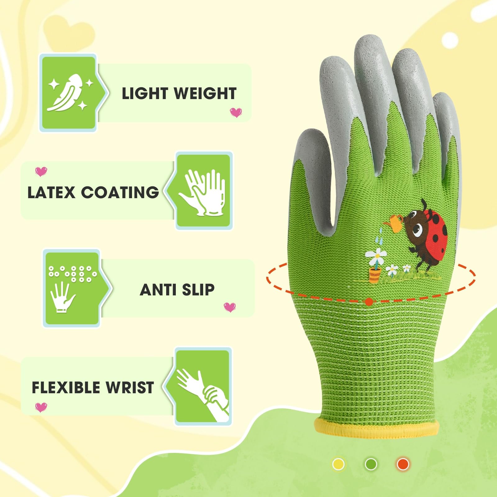 WAWSAM Kids Gardening Gloves 3 works Toddlers Rubber Coated Work Gloves Children Garden Gloves Thorn Proof Heavy Duty Gloves Garden Working Gloves for Boys Girls Children Housework Duty Work - Image 2