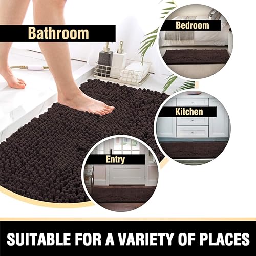 Miniatura 21 de Alfombras de baño Tapetes para baño antideslizante de chenilla de lujo alfombra de baño alfombra extra suave y absorbente Tapetes peludos lavables