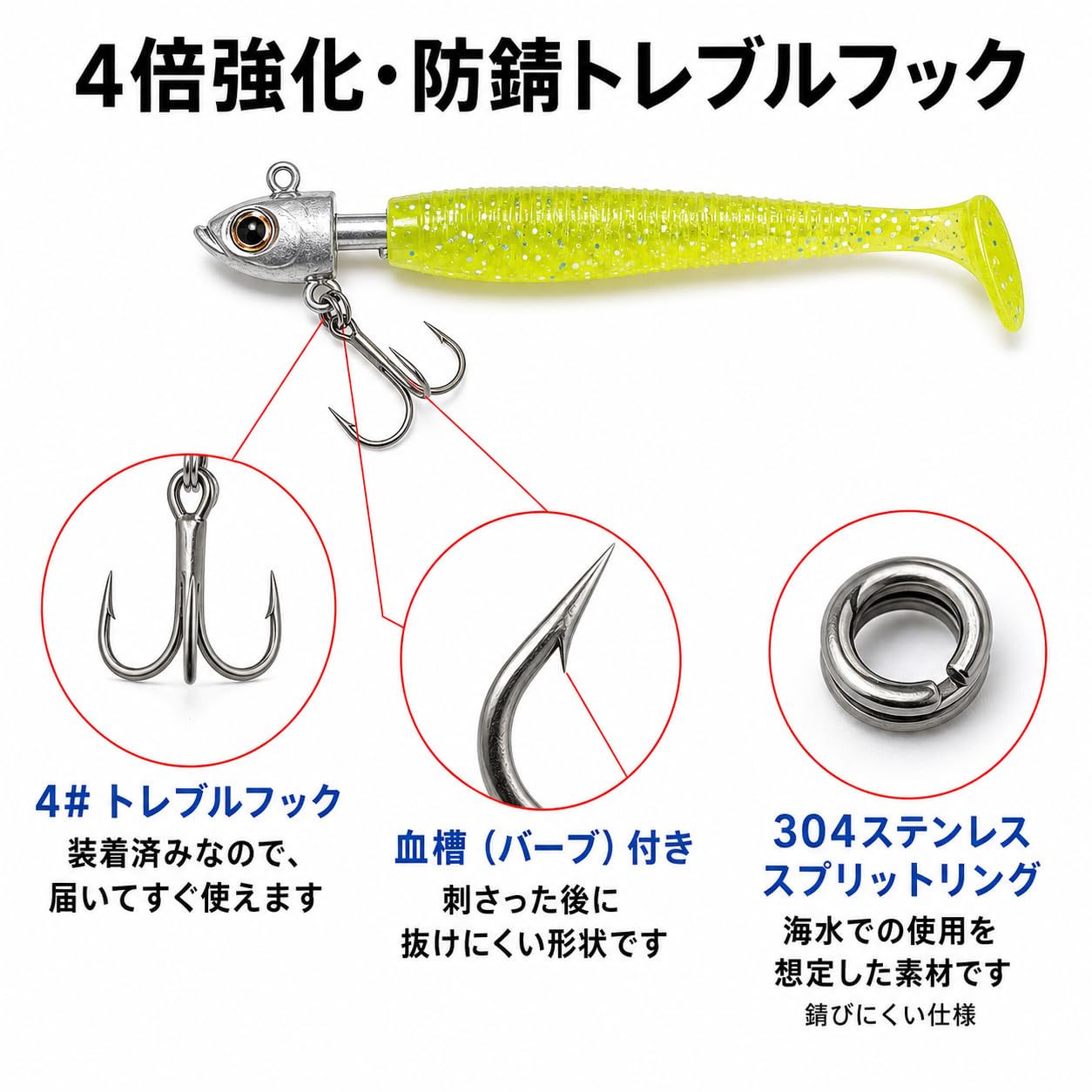 Amazon.co.jp: ジグヘッド ワーム セット 30g 5個 ケース付き 夜光 防