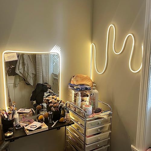 Miniatura 7 de JUNWEN Kit de luces LED para espejo de tocador, resistente al agua de 16.4 pies, 600 luces LED blancas cálidas, espejo de tocador para tocador,