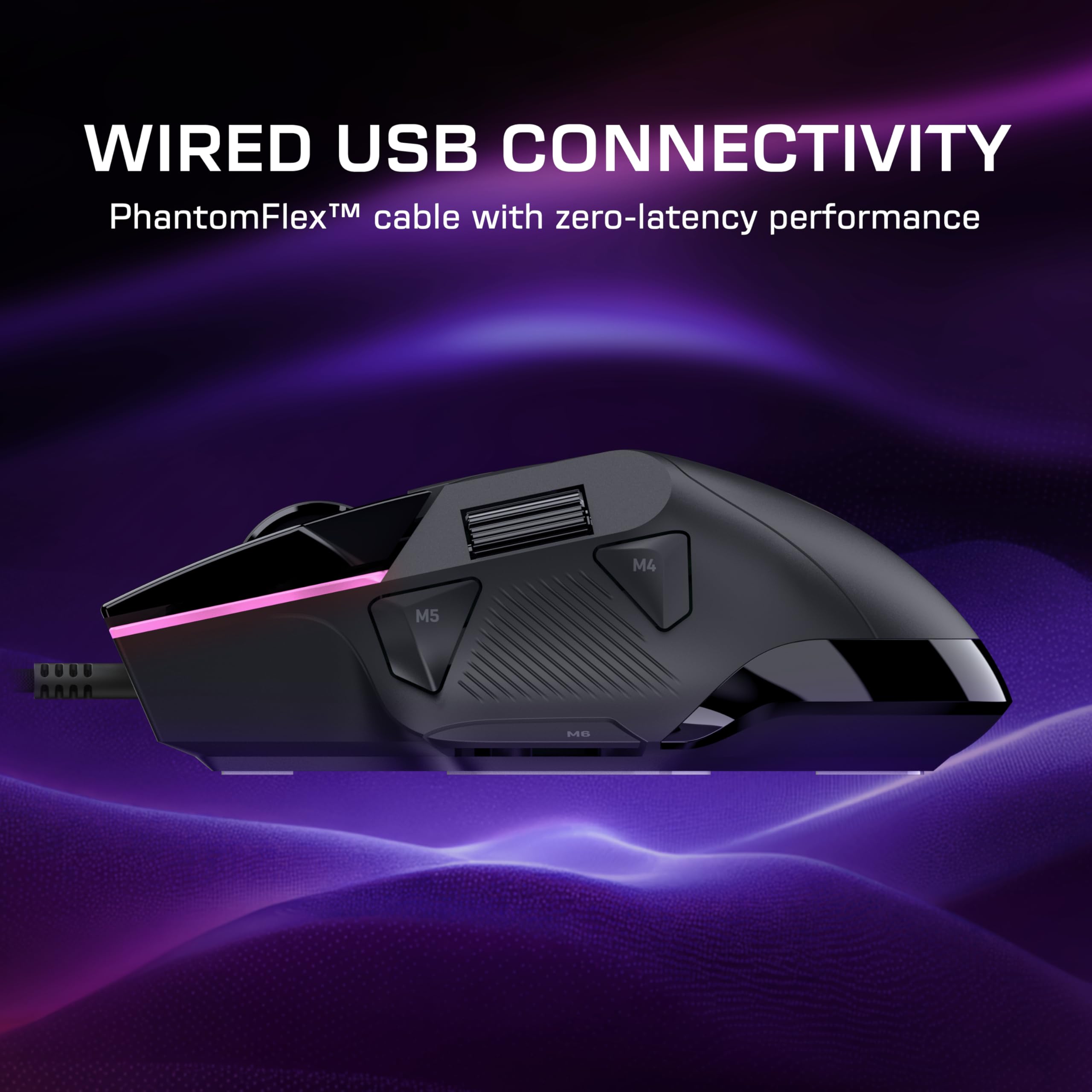 Turtle Beach Command Series MC3 Ratón de juego con cable - sensor óptico Owl-Eye de 30 000 PPP, rueda de desplazamiento 4D, frecuencia de muestreo de 1000, interruptores ópticos Titan, iluminación RGB