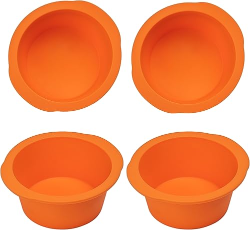 Miniatura 1 de Moldes de silicona extra gruesos de 4 pulgadas, 4 mini moldes antiadherentes para hornear, moldes duraderos para tartas, magdalenas, magdalenas y