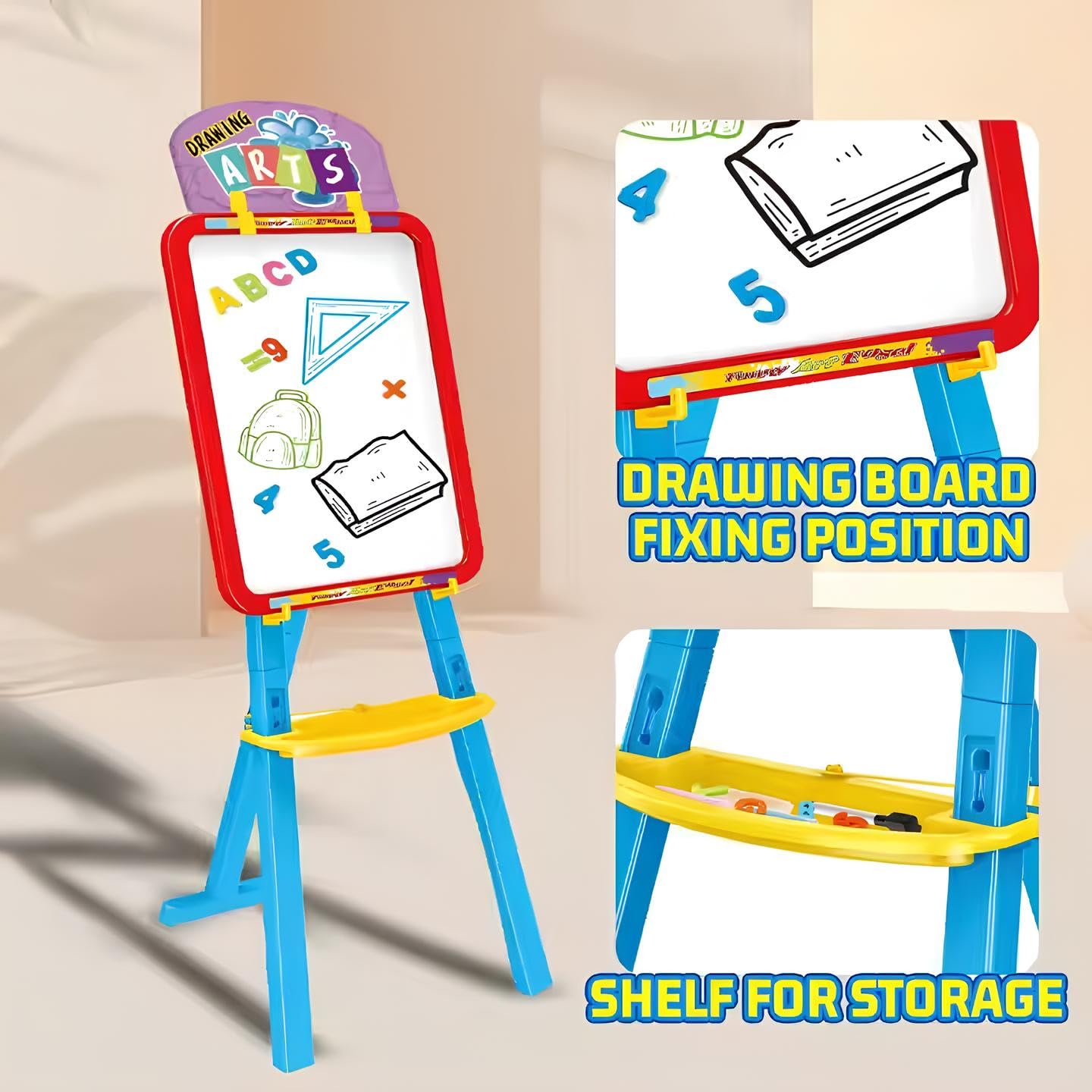 Lavagna Double Face per Gessi Pennarelli Magnetica Lavagna Verticale Orizzonatale Removibile con Cavalletto Pennarelli Gessi Lettere Numeri Magnetici Lavagne per Bambini 3in1 Lavagne Artista Scuola