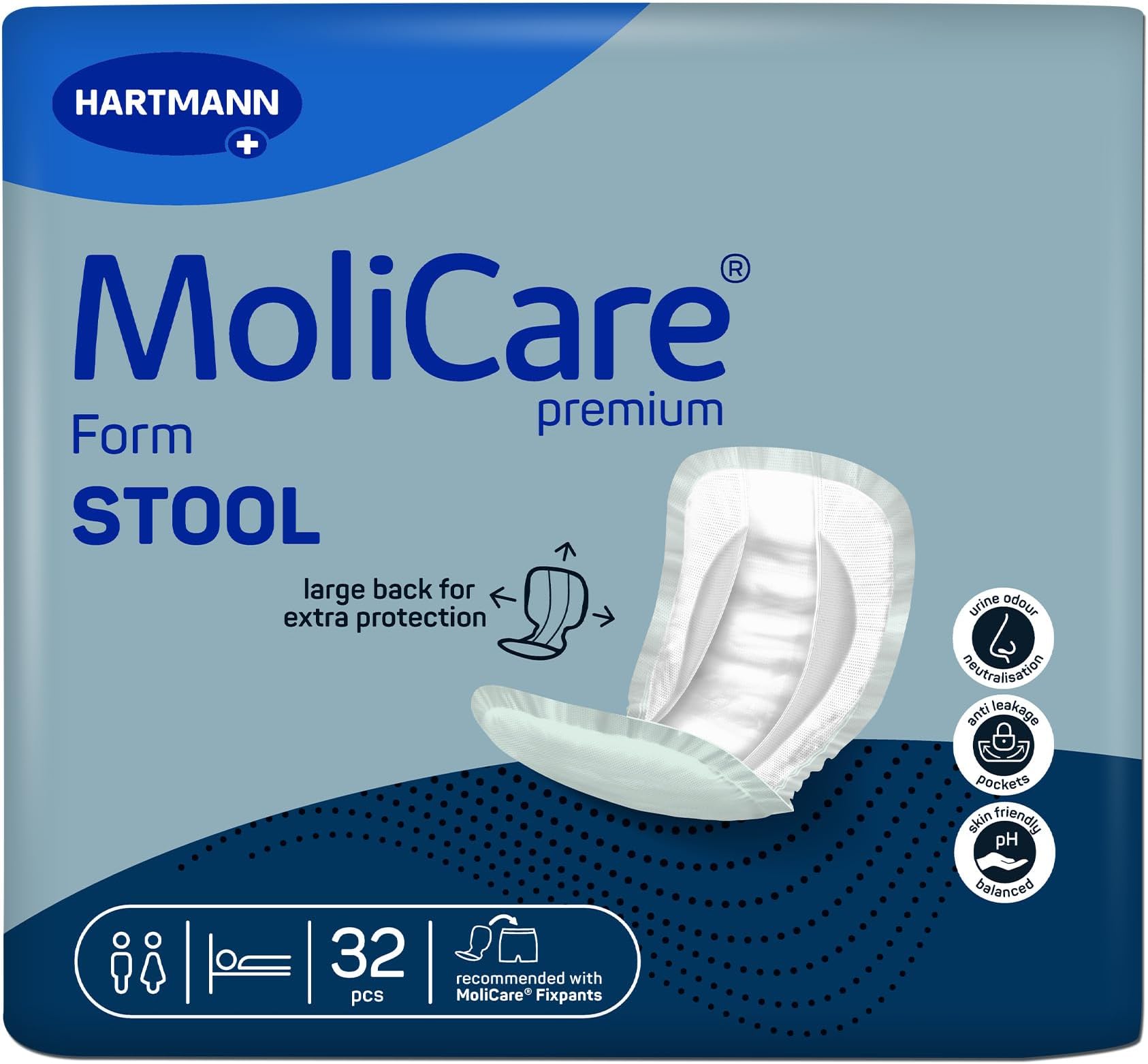 โ MoliCare Premium Form Stool โ Unisex Large Incontinence Pads for Faecal & Bowel Incontinence | Comfortable, Reliable & Secure | Pack of 32