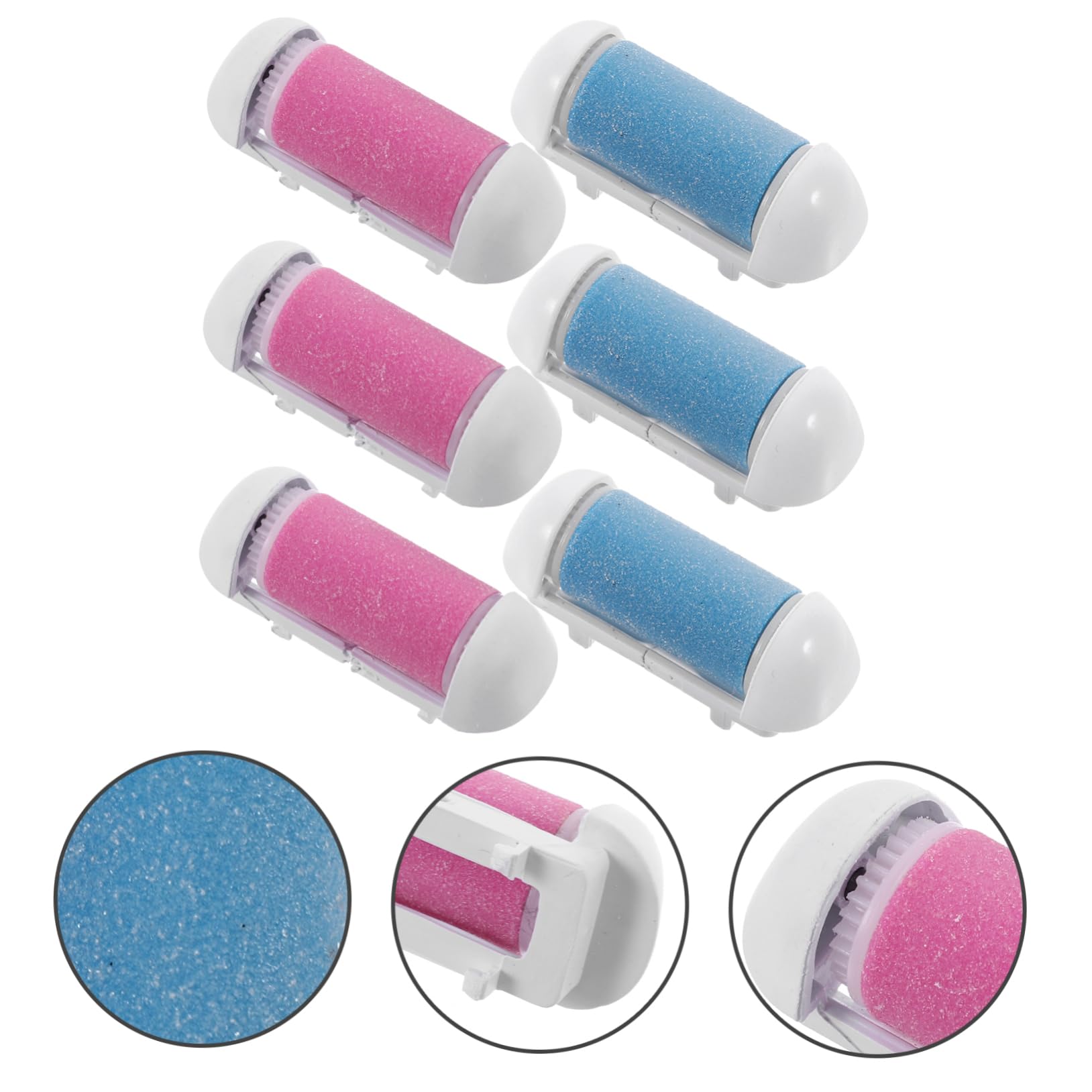 Beaupretty 18piezas Rodillos De Reemplazo Para Cuidado De Pies Accesorios Exfoliadores De Muerta y Cutículas Compatible Dispositivo Eléctrico Rosa y Azul