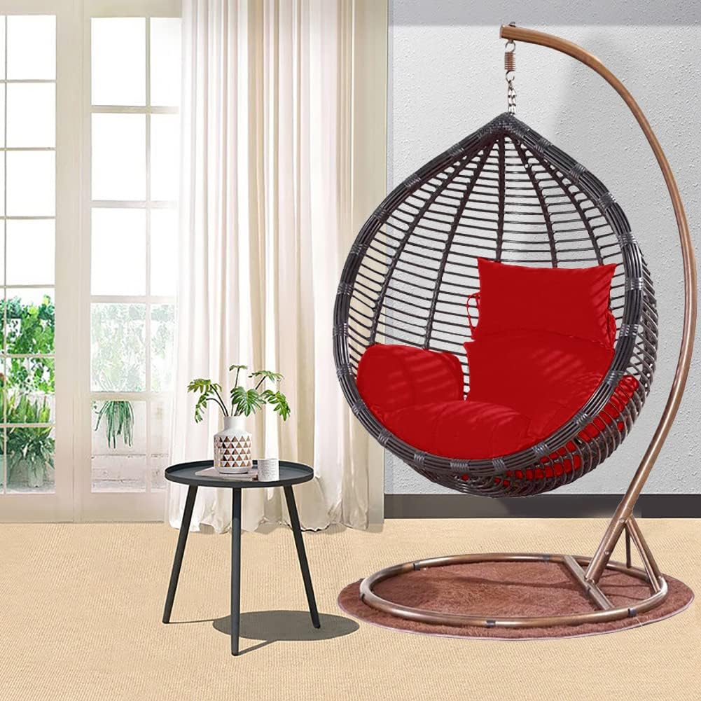 Srutirbo Egg Chair Cushion Replacement, Foldable Waterproof Hanging Basket Swing Chair Cushion with Headrest，Outdoor Porch Backyard Patio Hammock Swing Replacement Cushions (Red)