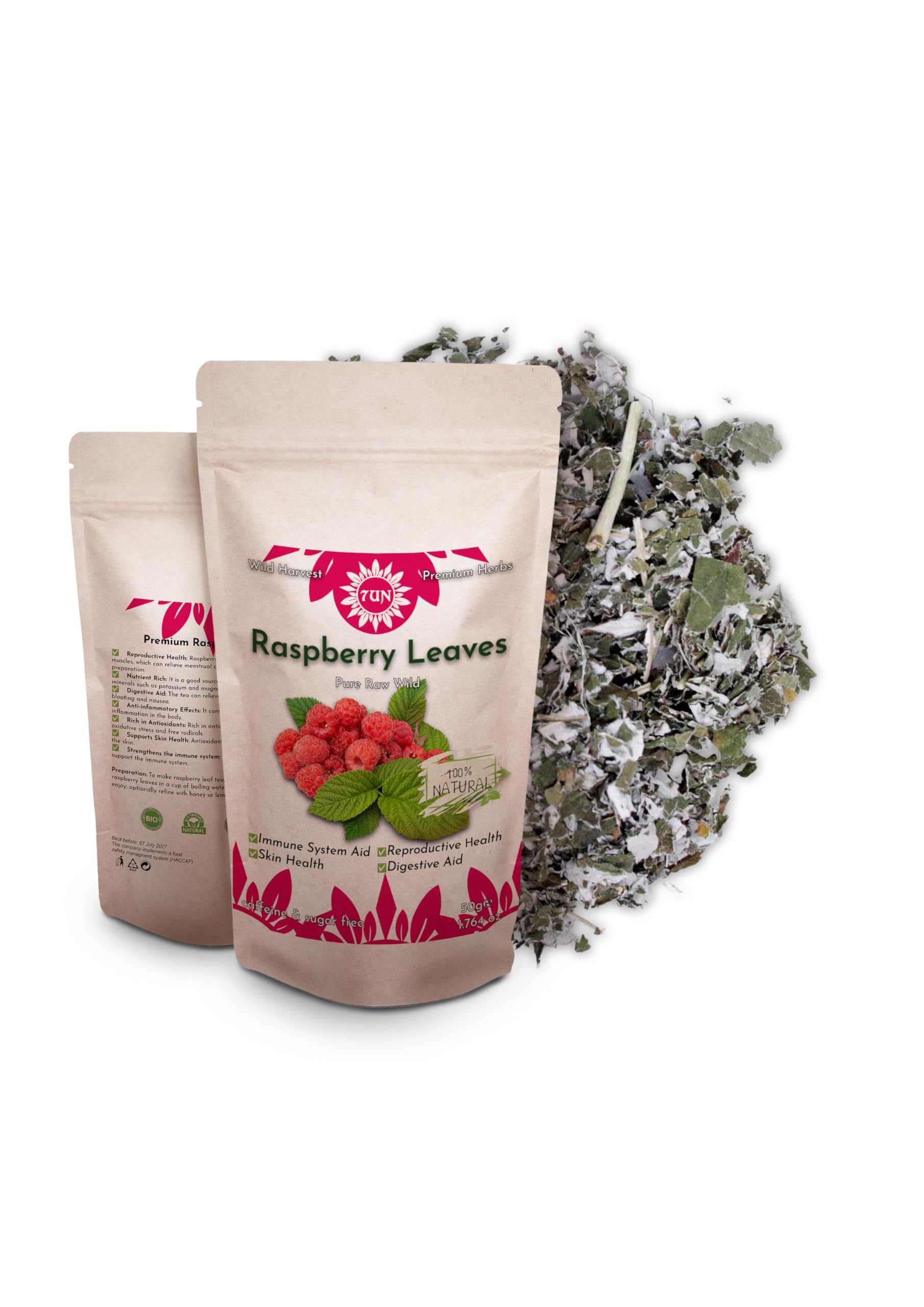 Supports Women’s Health & Digestive Wellness – Raspberry Leaf Tea 50 g | 100% Pure, Raw & Wild-Harvested | Traditionally Used During Pregnancy & Breastfeeding | Caffeine-Free, Non-GMO, Vegan