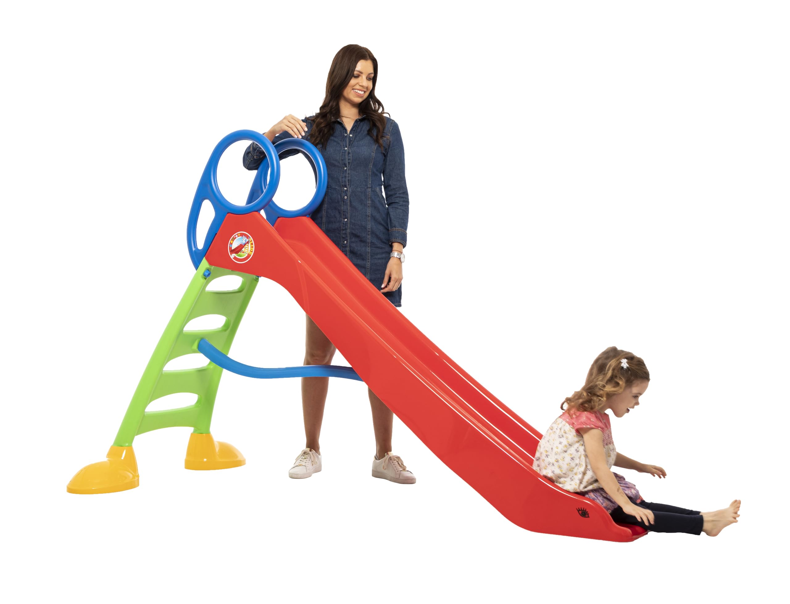 Kinder Rutsche Wasserrutsche freistehend 200 cm rot/grün 2in1