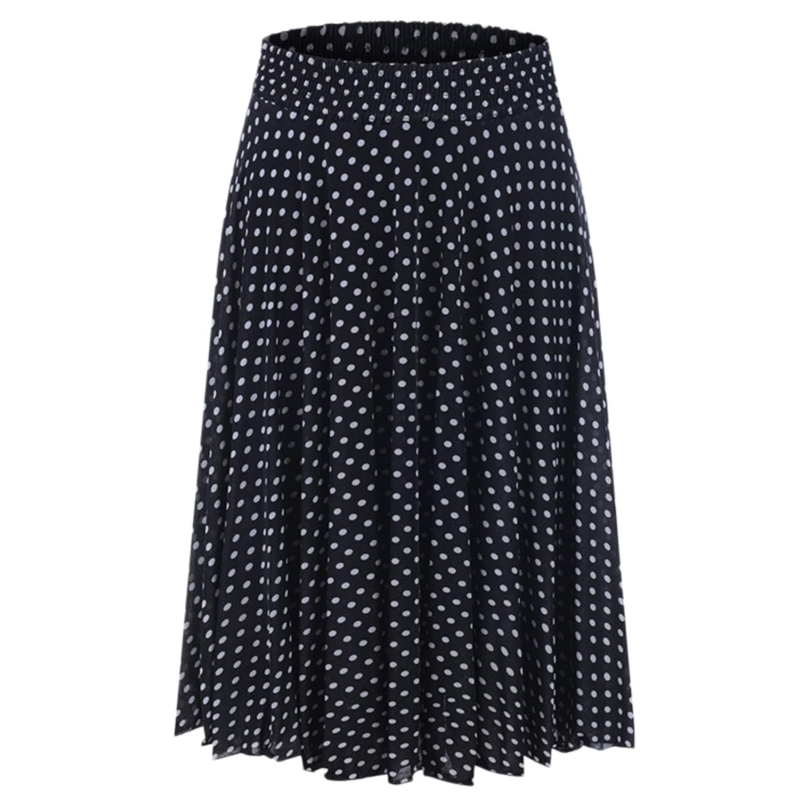 Robe femme et jupe midi plissée florale en soie de glace à taille haute élastique