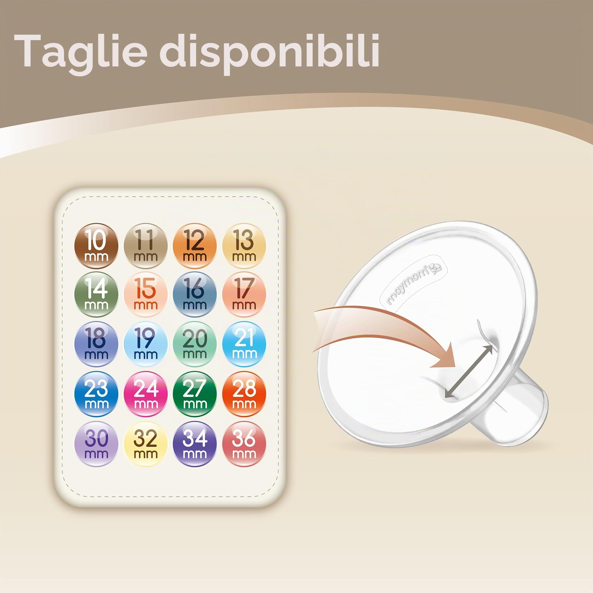 Maymom MyFit Paracapezzoli 17 mm Piccoli Compatibili con Tiralatte Medela e Connettori Maymom a Bocca Larga e Stretta, 2 Pezzi