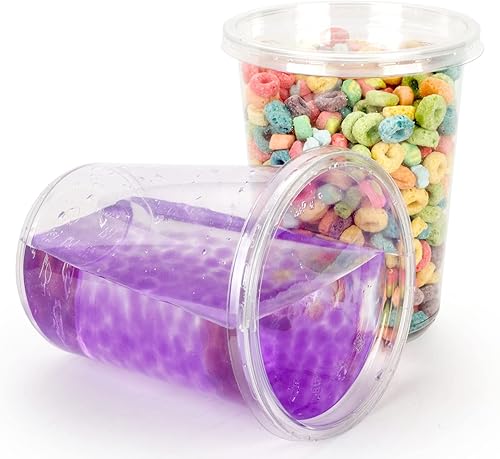 Vista 10 de Golden Apple, Combo de contenedor redondo de plástico PET reciclado ultra transparente de 16 onzas y tapa de cúpula - 20