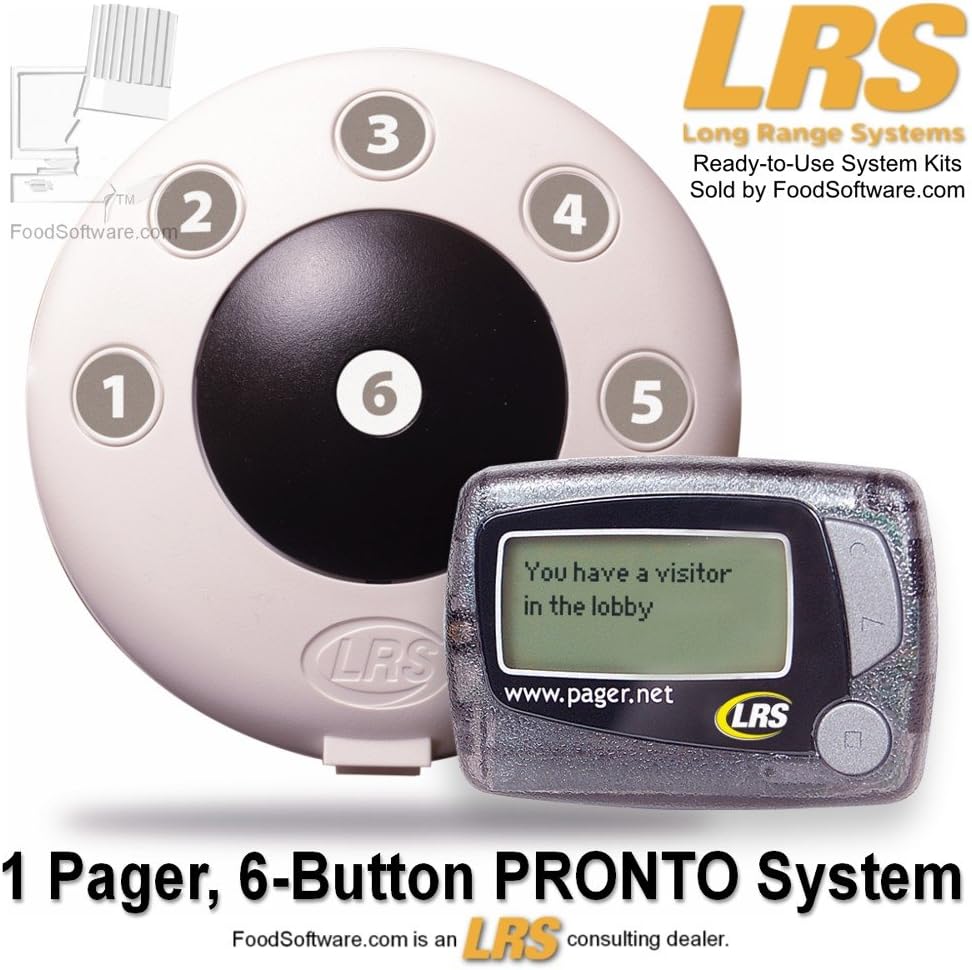 Text Pager System Kit with 6-Button Transmitter and 1 Text Pager