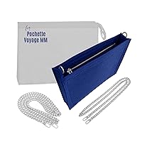 Vista 1 de Pochette Voyage MM Conversion Kit with Chain Pouch Pochette Voyage MM Insert with Grommets O Rings Premium Felt Chain (Lime, Silver Chain - 90cm)