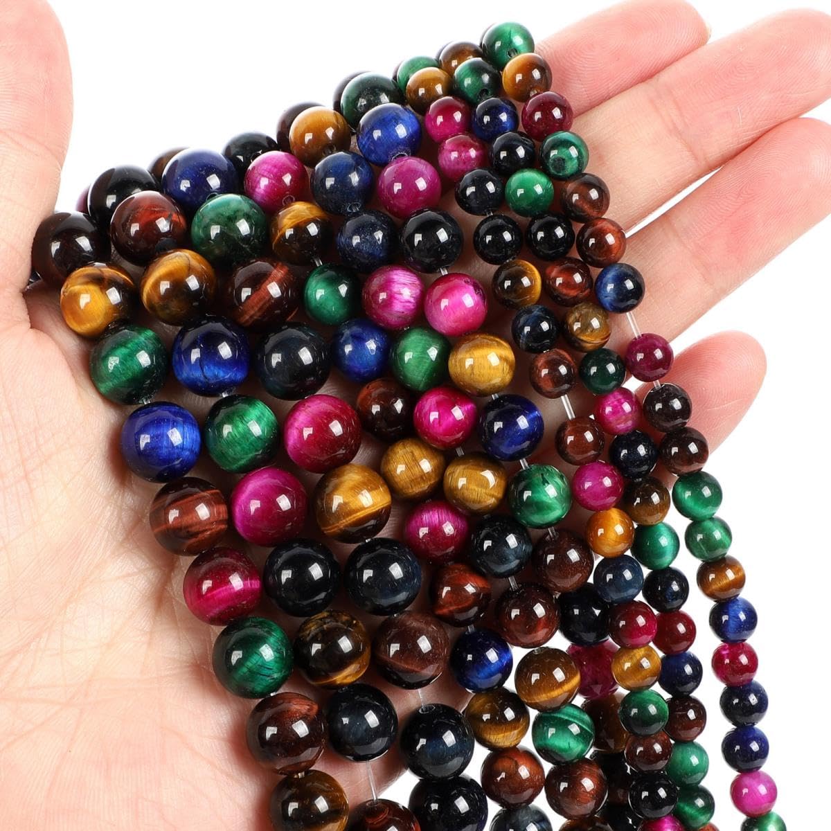 Blaues Tigerauge Perlen – 8mm Runde Natursteine Für DIY-Schmuck (48 Stück)
