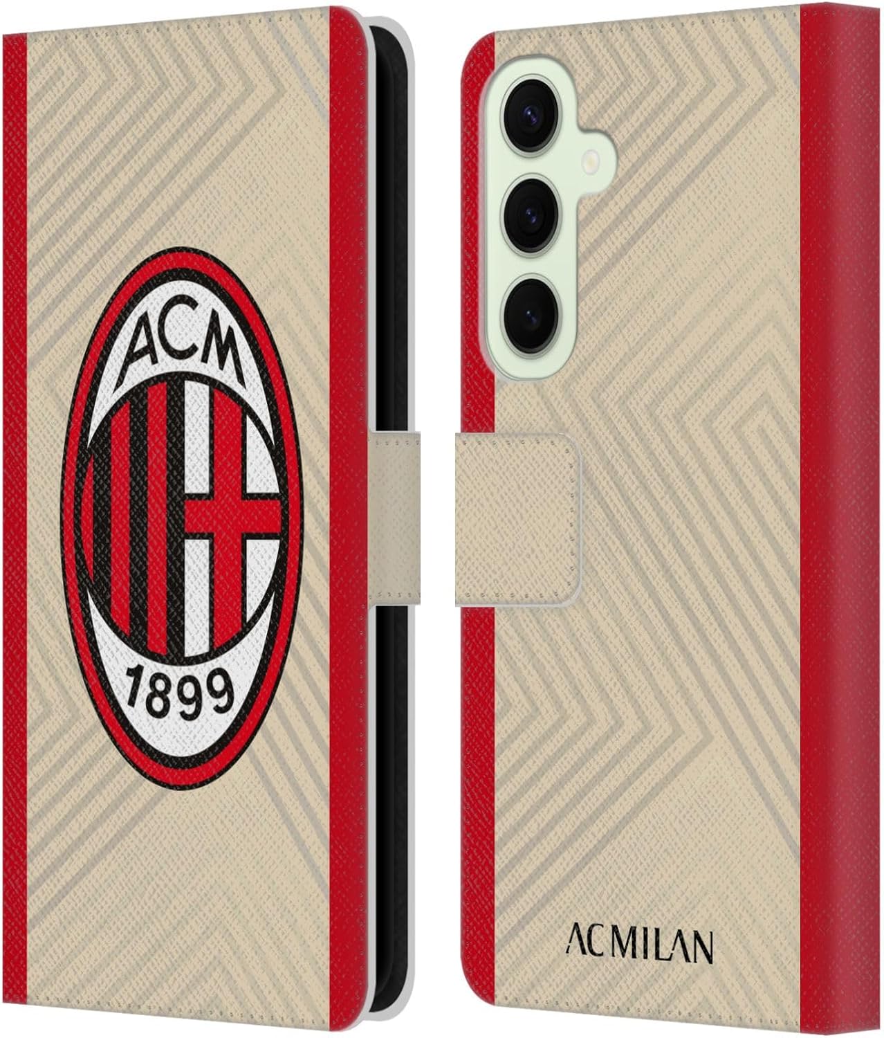 Head Case Designs Officially Licensed AC Milan Away 2021/22 Crest Kit Leather Wallet Case Compatible with Samsung Galaxy S25+