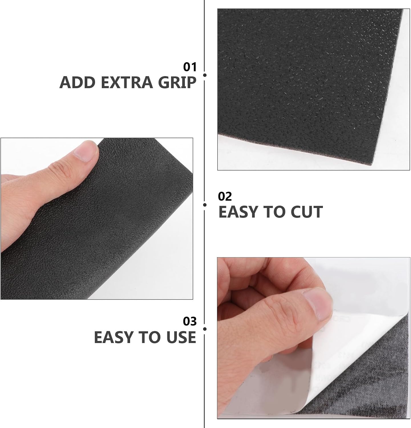 Toddmomy Non-Slip Self Adhesive Cuttable Furniture Pads, Thin Black Anti Skid Pads Rubber Sheet, 5x7 inch Anti Skid Rubber Floor Protectors for Staircase, Steps