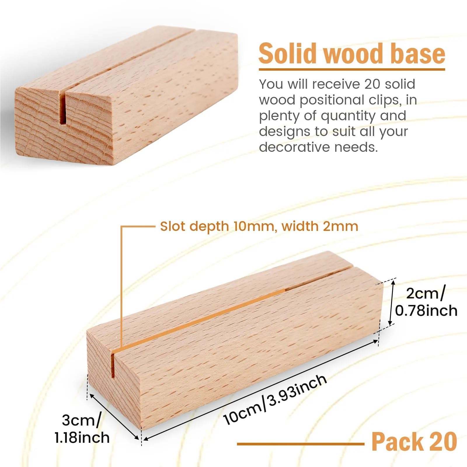 Tischkartenhalter aus Holz, 20 Stück, Tischnummernständer, Hochzeitsschild, Nachricht, Namensständer, für Hochzeitstisch, Namennummer, Bilder