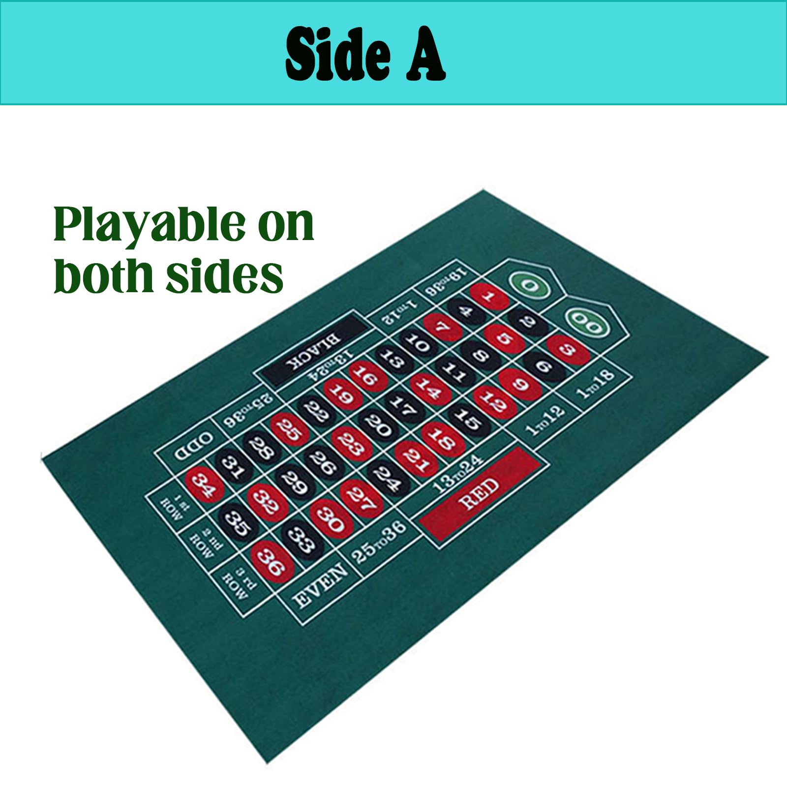 Alfombrilla de póquer para mesa de póquer, alfombrilla de póquer, diseño de doble cara, alfombrilla de fieltro de doble cara, juego de mesa de fieltro, 60 x 90 cm (A)