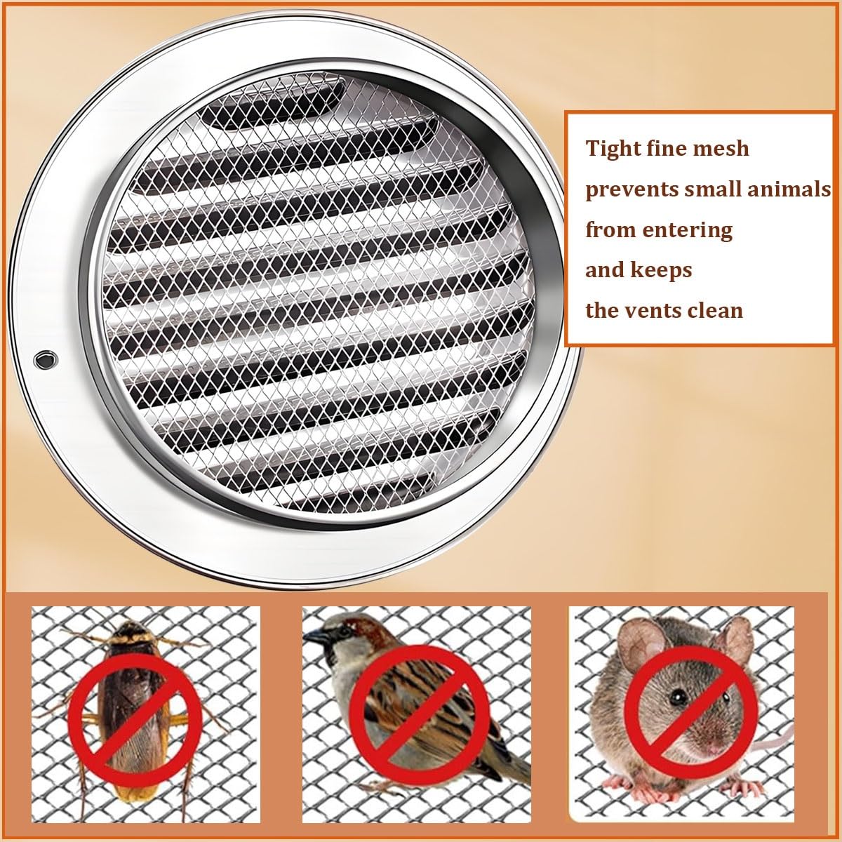Rejilla de ventilación Exterior Impermeable de 50 mm a 300 mm, Cubierta extractora, Campana extractora, Rejilla de ventilación Exterior de Acero Inoxidable, Rejilla de Escape, para armarios