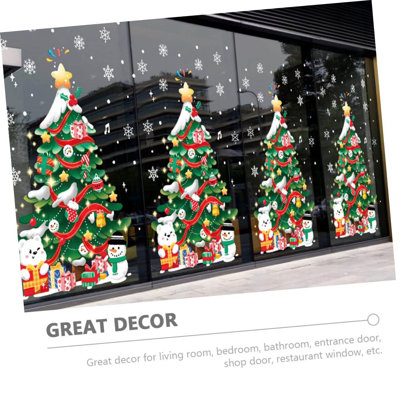 5 Fogli Adesivi per alberi di Natale adesivo vetrina natalizia decorazione di decalcomanie natalizie adesivi da parete natalizi adesivi natalizi per muro arredamento pvc PRETYZOOM