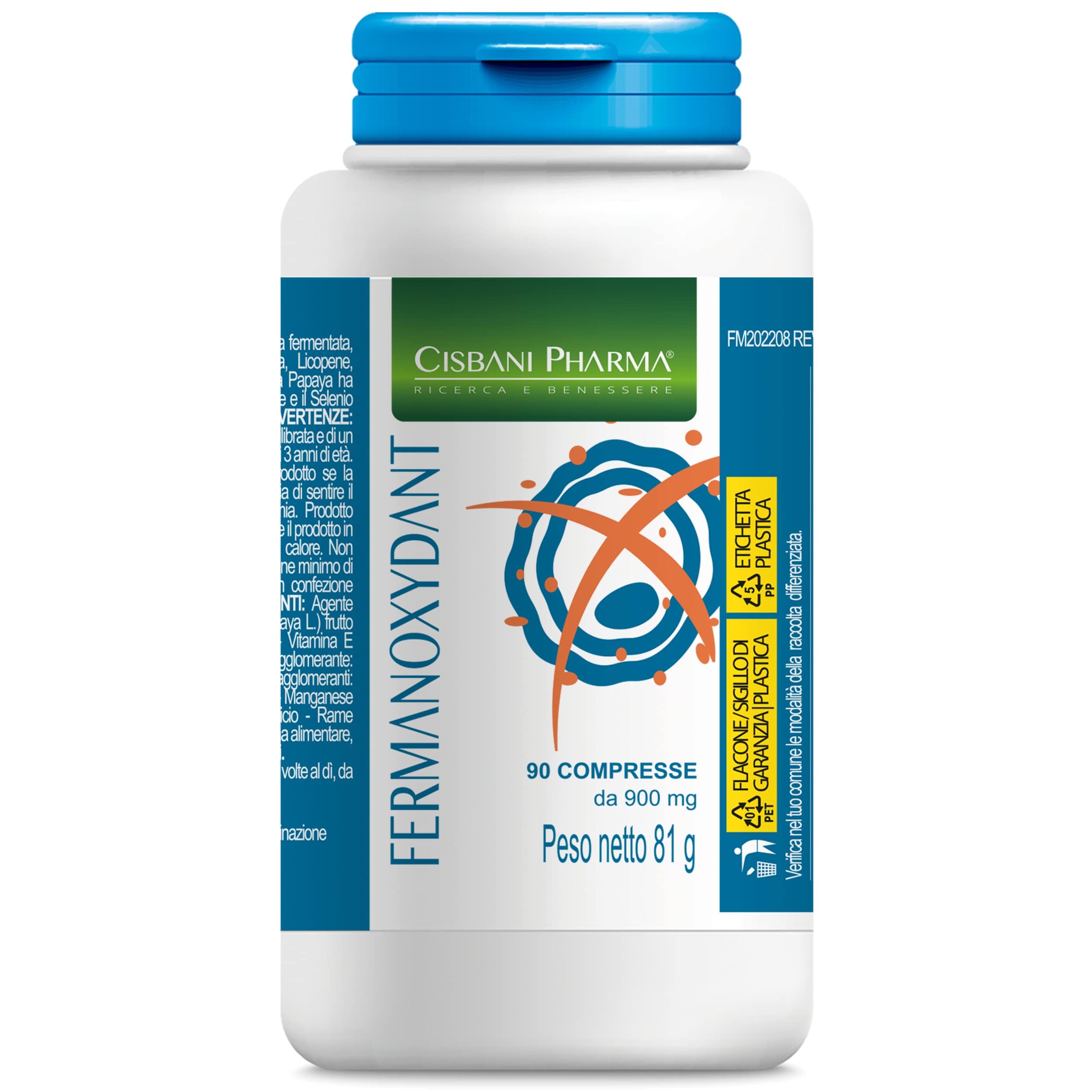 CISBANI PHARMA Fermanoxydant Antiossidante a base di Papaya fermentata 90 cpr con Acido alfa lipoico, Glutatione forte e Astaxantina, Contrasta l’invecchiamento cellulare e regola lo stress ossidativo